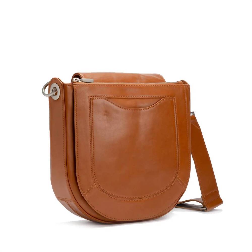 Hammitt Kayce saddle bag crossbody in cognac brown with silver - Picture 2 of 15